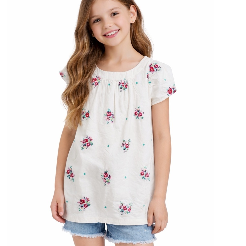 Bonpoint little girls Floral White Blouse NEW